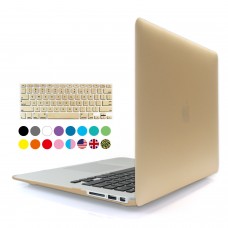 Macbook Air 13.3'' (Model : A1369 / A1466) - 2 in 1 Clear Matte Golden Soft-Touch Plastic Hard Case Cover & Silicone Keyboard Cover